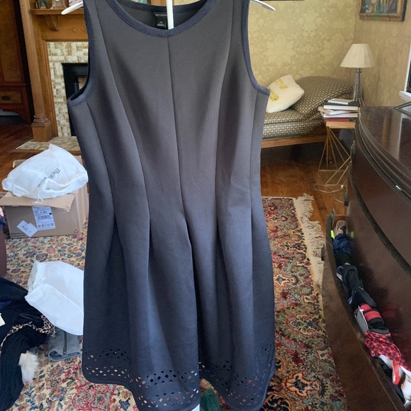 Ann Taylor side zip poly spandex cotton bellshaped dress. Lattice bottom. Worn 1 - Picture 1 of 6